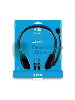 Гарнитура Logitech H110 серебристый, проводная, 3.5 мм