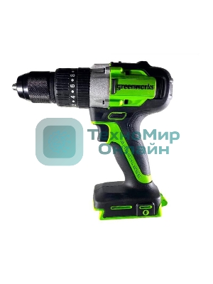 Дрель-шуруповерт GREENWORKS GD24DD60K2, 24 В, 2 Ач, 60 Нм, бесщеточный