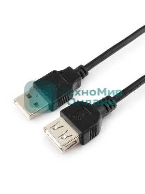 Кабель-удлинитель USB2.0 Cablexpert CC-USB2-AMAF-6B-N, AM/AF, медь, серия Pro, 1.8м, черный, пакет