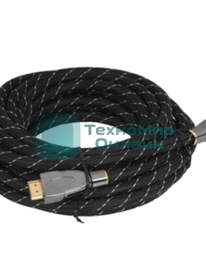 Кабель HDMI Wize WAVC-HDMIRA-7M 7 м., v.2.0b, 19M/19M, 4K/60 Hz 4:4:4, 26 AWG, HDCP 1.4, HDCP 2.2, Ethernet, позол.угловой разъем, экран, черный, пакет