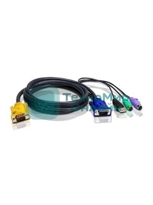 Шнур, мон., клав.+мышь USB, SPHD=)HD DB15+USB A-Тип+2x6MINI-DIN, Male-4xMale, 8+8 проводов, опрессованный, 1.8 метр., черный, (с поддерKой KVM PS/2) USB-PS/2 HYBRID CABLE. 1.8M