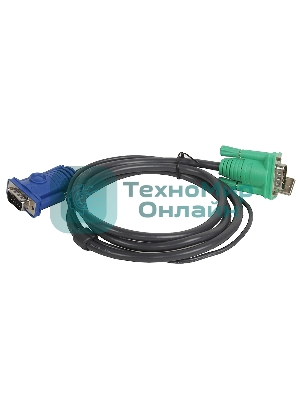 Кабель KVM ATEN 2L-5201U USB(тип А Male)+HDB15(Male) <-> SPHD15(Male) 1,2м., черный.