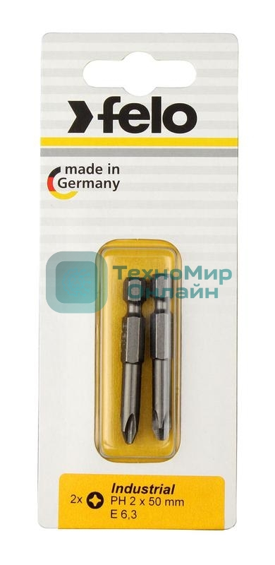 Бита крестовая PH 2х50 серия Industrial (уп.2шт) в блистере Felo 03202536
