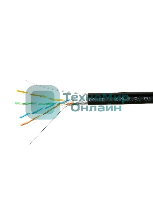 Кабель Cablexpert FPC-5051E-4-CU-OUTR, FTP outdoor 4x2x0.51 на тросу, медный, кат.5e, однож., 305м, coil, черный