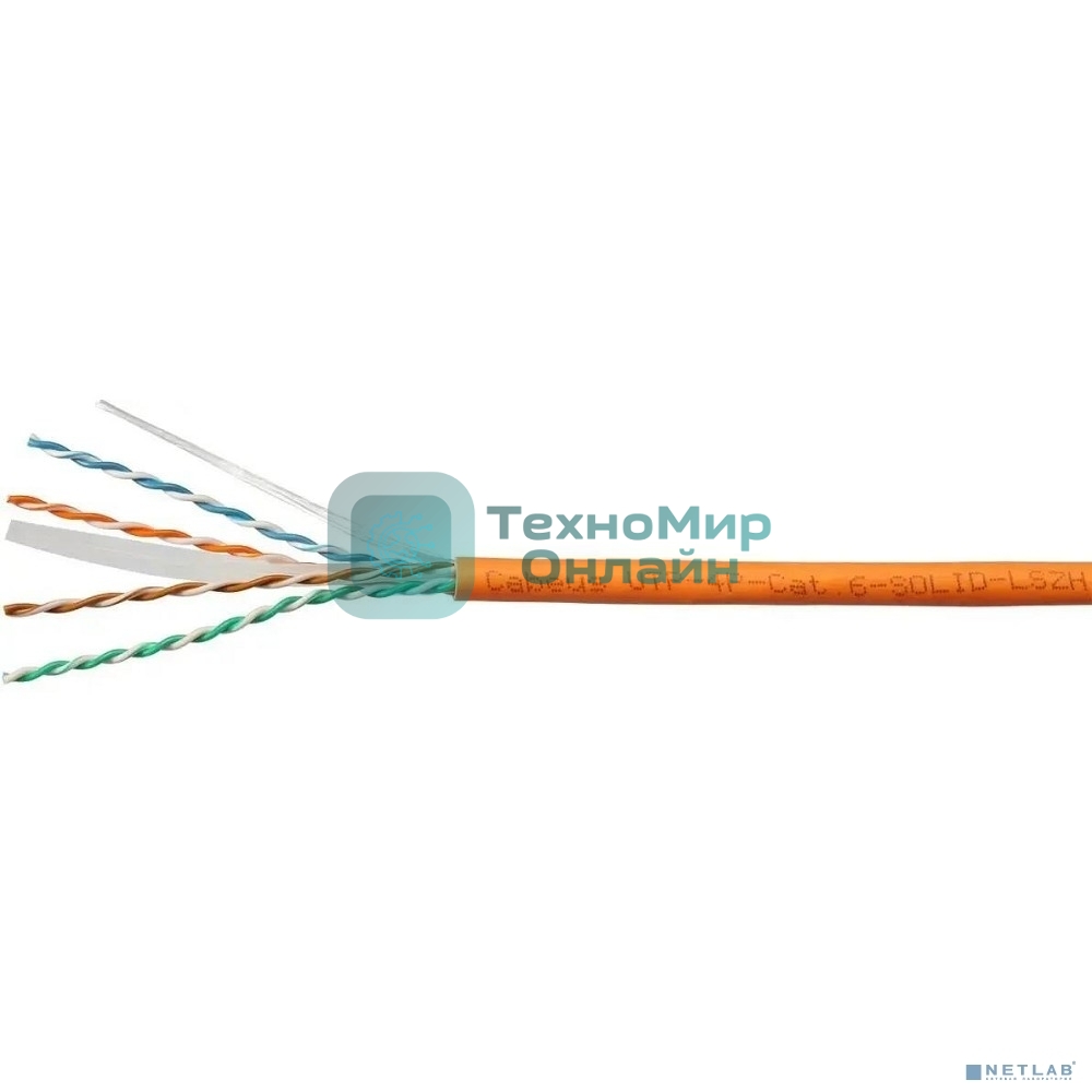 Кабель витая пара Cabeus UTP-4P-Cat.6-SOLID-LSZH UTP (U/UTP), категория 6, 4 пары 0,57мм (23 AWG), одножильный, LSZH (Low Smoke Zero Halogen) (305 м)