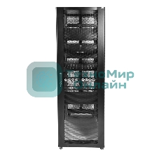 Шкаф серверный ПРОФ напольный 48U (600x1000) дверь перфор., задние двойные перфор., черный, в сборе (ШТК-СП-48.6.10-48АА-9005) (1 коробка)