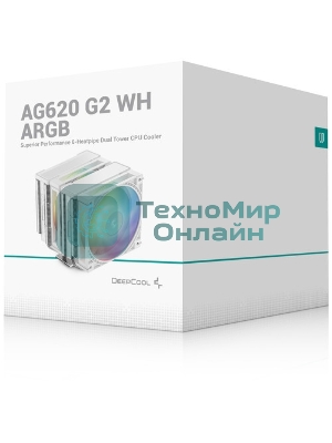 Кулер для процессора DEEPCOOL AG620 G2 WH LGA1954/1851/1700/AM5/AM4 (9шт/кор, TDP 270W, PWM, DUAL Black Fan 120mm, 6 тепл. трубок, белый) RET