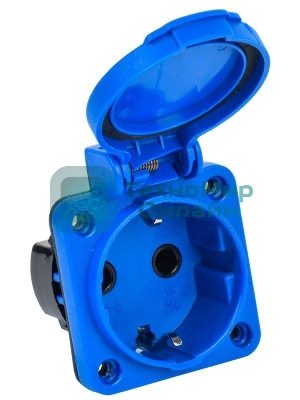 Розетка панельная MAGNUM 2P+PE 16А IP54 РП12-3 с защ. крышкой с заземл. син. IEK PSN71-016-3-2-54-K07