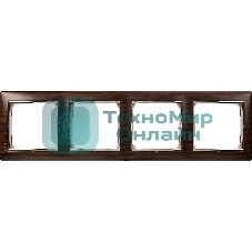 Рамка Valena 4 поста, горизонтальная, темное дерево/серебряный штрих