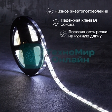 Лента светодиодная 3 м 12 В 5050 6500 К IP65 60 LED/м для БП с клеммами LAMPER