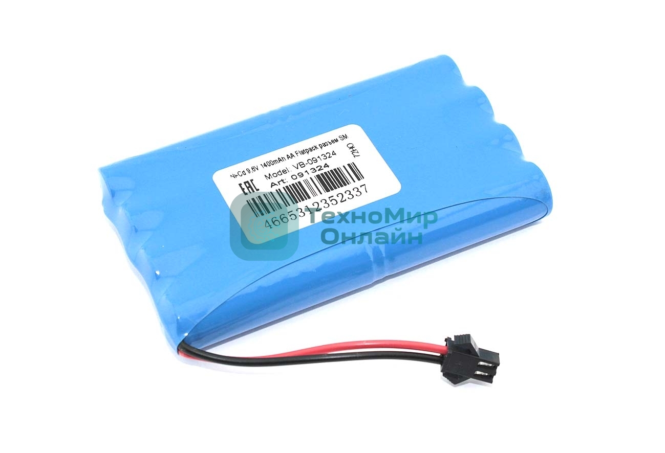 Портативный аккумулятор Ni-Cd 9,6V 1400mAh AA Flatpack разъем SM