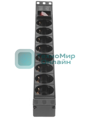 Блок розеток горизонтальный ExeGate ServerPro PDU-19H801 Al-8S-C14-SW, 19