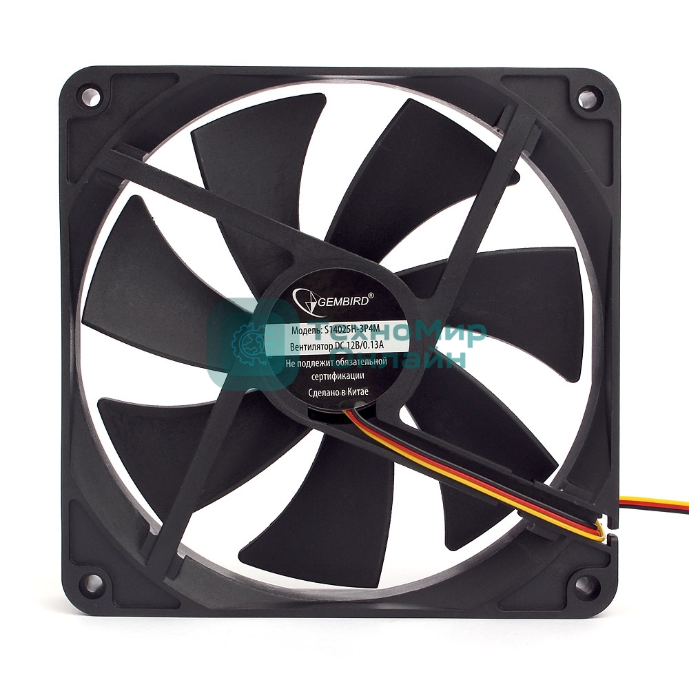 Вентилятор для корпуса Gembird черный, 140 мм, 2000 об/мин, 25.5 дБ, 3 pin