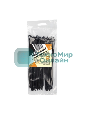 Хомут-стяжка кабельная нейлоновая PROconnect 200 x2,5 мм, черная, упаковка 100 шт.