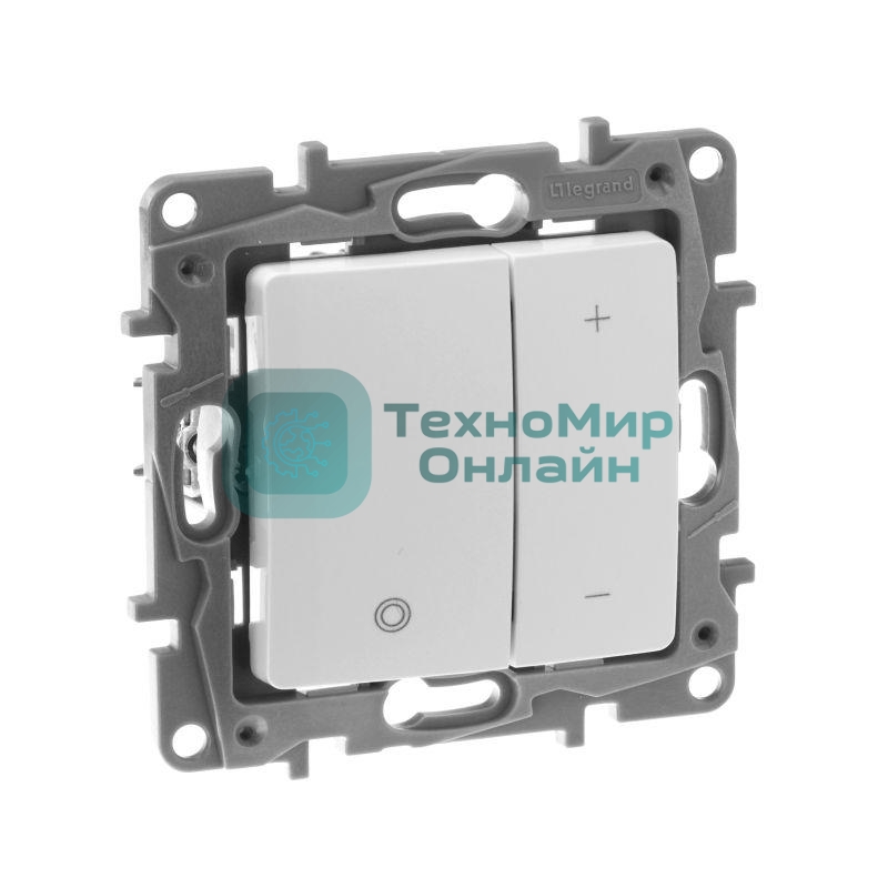 Светорегулятор нажимной 400Вт, бел. ETIKA Светорегулятор нажимной 400Вт, бел.