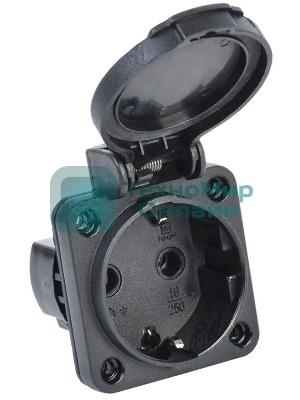 Розетка панельная MAGNUM 2P+PE 16А IP54 РП14-3 с защ. крышкой с заземл. черный IEK PSN71-016-3-2-54-K02