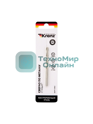 Сверло по металлу Kranz 4,5х80х47 мм HSS (1 шт. в упаковке) DIN 338