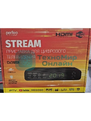 (Из ремонта, рабочий, гарантия 14 дней) Приставка для цифрового ТВ Perfeo STREAM черный, DVB-T2, DVB-T, DVB-C, HDMI, USB 2.0 х2