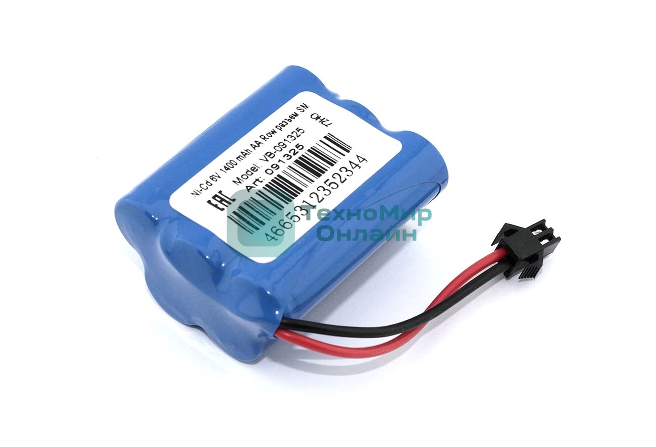Аккумулятор Ni-Cd 6V 1400 mAh AA Row разъем SM (2+3)