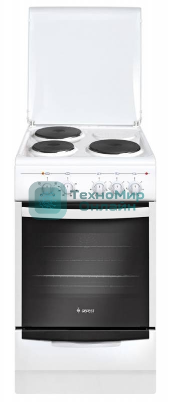 Плита электрическая Gefest 5140 белый, конфорок 3 электрических, духовка 55 л, 50 см x 85 см x 58.5 см