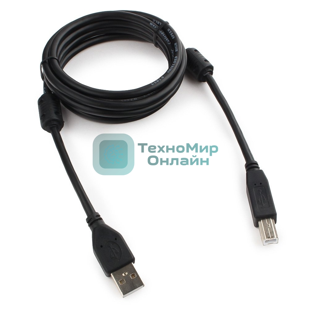 Кабель USB2.0 Pro Cablexpert CCF2-USB2-AMBM-6, AM/BM, 1.8м, экран, 2феррит.кольца, черный, пакет