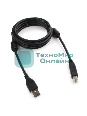 Кабель USB2.0 Pro Cablexpert CCF2-USB2-AMBM-6, AM/BM, 1.8м, экран, 2феррит.кольца, черный, пакет