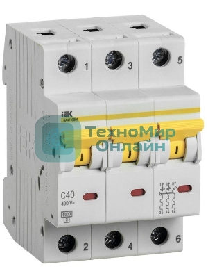 Выключатель автоматический трехполюсный ВА47-60M 3Р 40А 6кА С MVA31-3-040-C IEK