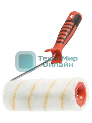 Валик в сборе Matrix полиакрил желтая полоса с двухком.руч., 250мм, ворс 12мм, D 48мм, Dруч.6 мм