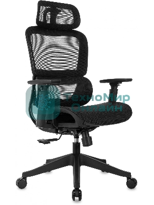 Кресло руководителя Бюрократ 831 черный сетка с подголов. крестов. пластик