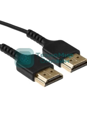 Кабель HDMI Wize WAVC-HDMIUS-0.2M 0.2 м, v.2.0, 19M/19M, 4K/60 Hz 4:4:4, 36 AWG, HDCP 2.2,ультратонкий, позол.разъемы, черный, пакет