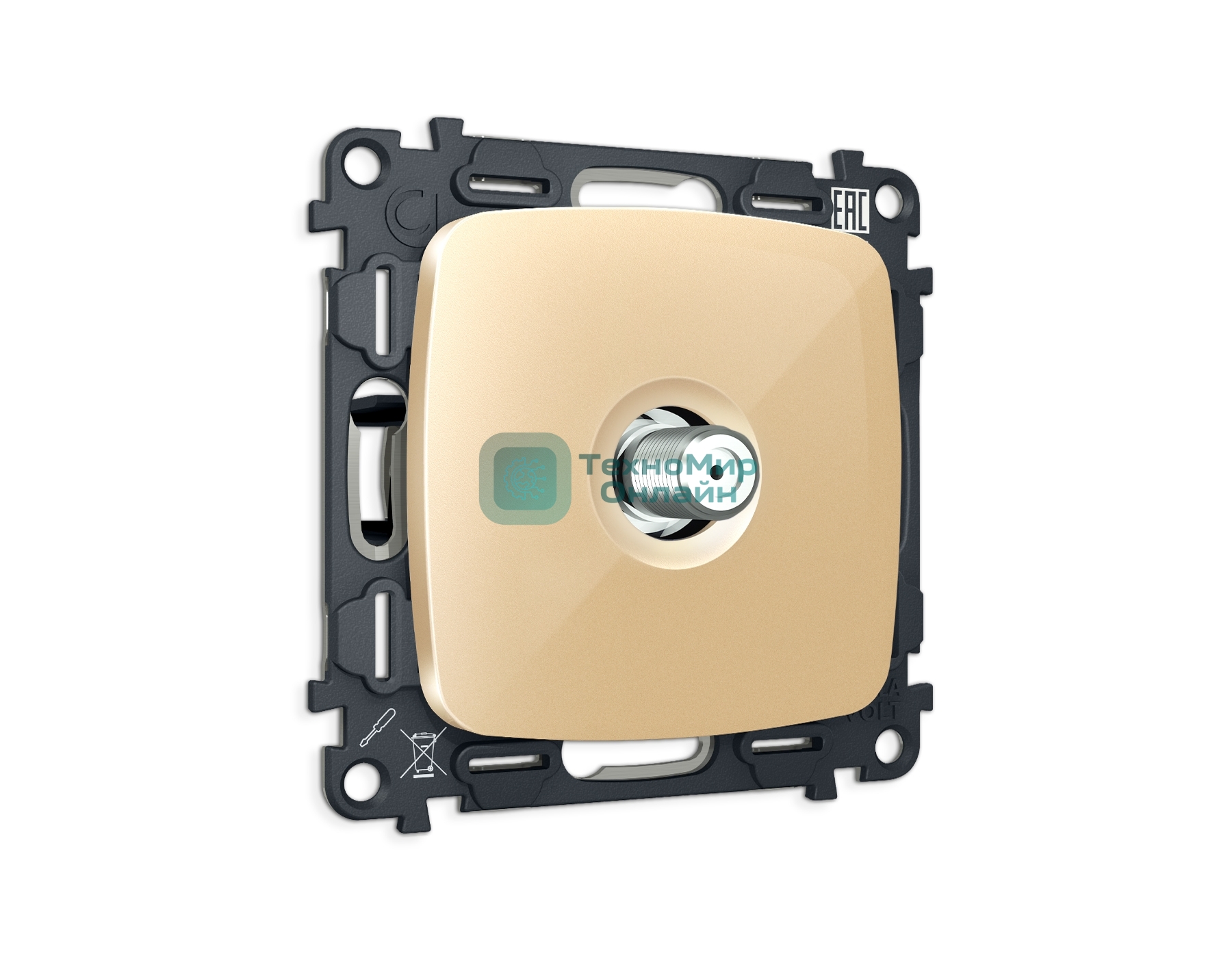 Комплект механизма TV розетки SAT 5-2400MHz 3.5dB OMEGA Шампань QUANT (OP6130, VM215) MO613050