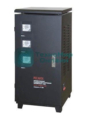 Стабилизатор напряжения Ресанта АСН-15000/3-ЭМ электромеханический трехфазный черный