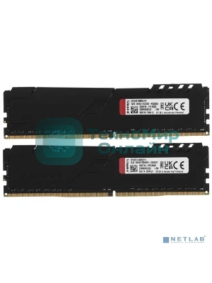 Оперативная память Kingston Fury Beast, DDR4, 16GB (2x8GB), 3200MHz, CL16, DIMM, с радиатором, черный