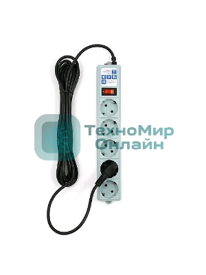Сетевой фильтр Powercube SPG-B-15 5 м, 5 розеток, серый, коробка