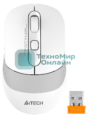 Мышь беспроводная A4Tech Fstyler FB10C белый/серый, 2000 dpi, радиоканал, Bluetooth, USB, кнопки - 4
