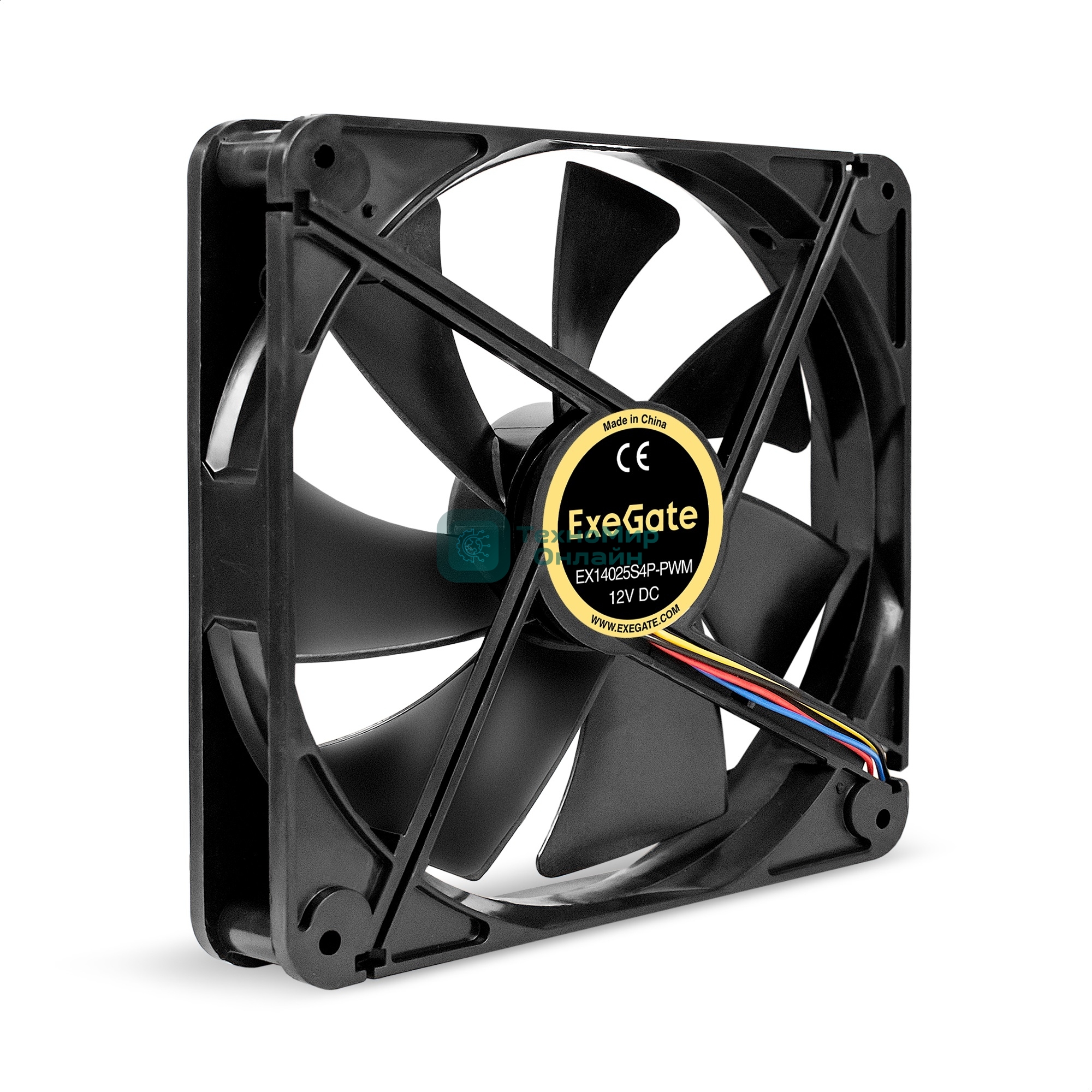 Вентилятор для корпуса ExeGate EX14025S4P-PWM черный, 140 мм, 1200 об/мин, 24 дБ, 4 pin