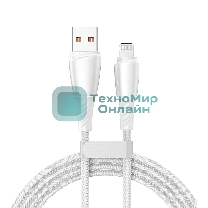 Кабель Rexant USB-A - Lightning для Apple, 2,4А, 1м, в белой нейлоновой оплетке
