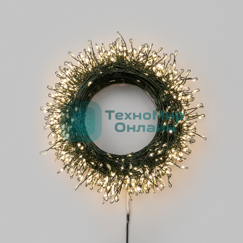 Гирлянда светодиодная Neon-night Роса Фейерверк с контроллером 40м 1000 LED теплый белый IP20 на катушке, зеленый провод