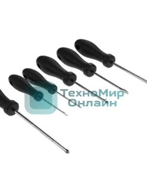 Отвертка шлицевая Deli DL3446 SL6x38мм сталь S2, матовый стержень, двухкомпонентная прорезиненная рукоять