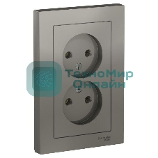 Розетка 2-м СП AtlasDesign 16А IP20 без заземл. в сборе сталь SchE ATN000920