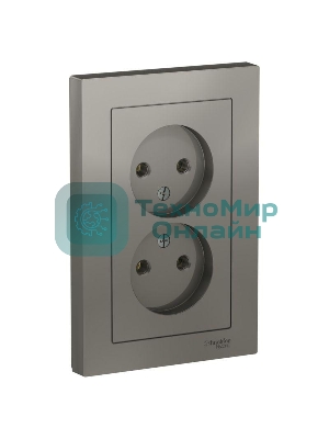 Розетка 2-м СП AtlasDesign 16А IP20 без заземл. в сборе сталь SchE ATN000920
