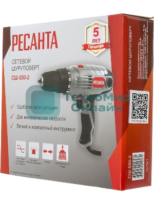 Дрель-шуруповерт Ресанта СШ-550-2, 550 Вт, 36 Нм, щеточный