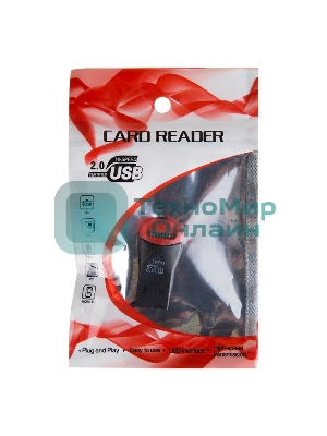 Кард-ридер Rexant 18-4110/черный-красный/SD/microSD/microSDHC/USB 2.0/пластик