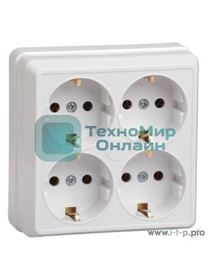 Розетка IEK ERO41-K01-16-DC РС24-3-ОБ 4местн. с з/к 16А откр.уст. ОКТАВА (белый)