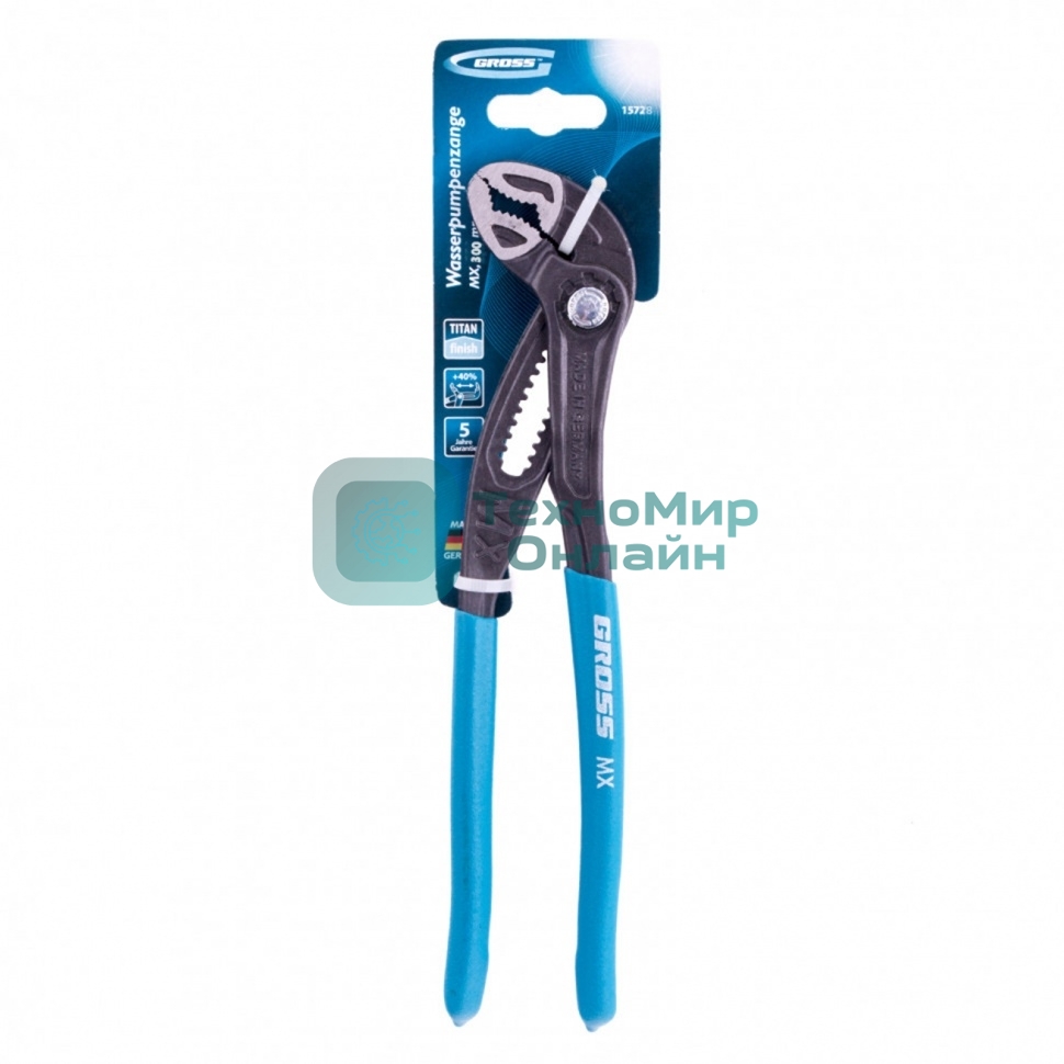 Клещи переставные Gross кнопочный механизм, обливные рукоятки, 300 мм