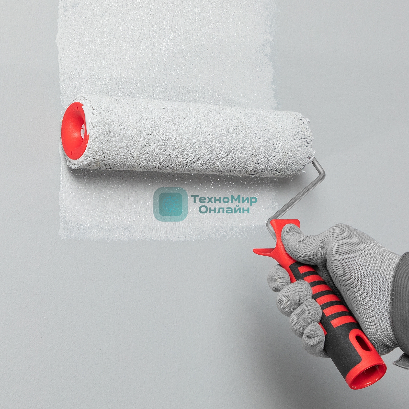 Валик в сборе Matrix полиакрил желтая полоса с двухком.руч., 250мм, ворс 12мм, D 48мм, Dруч.6 мм