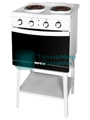 Плита электрическая Мечта 15М белый, конфорок 2 шт, духовка 25 л, 50 см x 47 см x 43 см