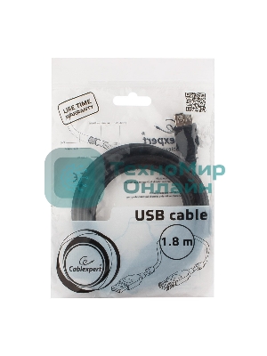Кабель Cablexpert USB2.0 Pro CCF2-USB2-AMAF-6, AM/AF, 1.8м, экран, 2феррит.кольца, черный, пакет