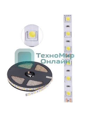 Лента светодиодная 5 м 12 В 5050 6500 К IP65 60 LED/м для БП с клеммами LAMPER
