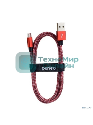 Кабель PERFEO USB2.0 A вилка - Micro USB вилка, красно-белый, 1 м. (U4803)